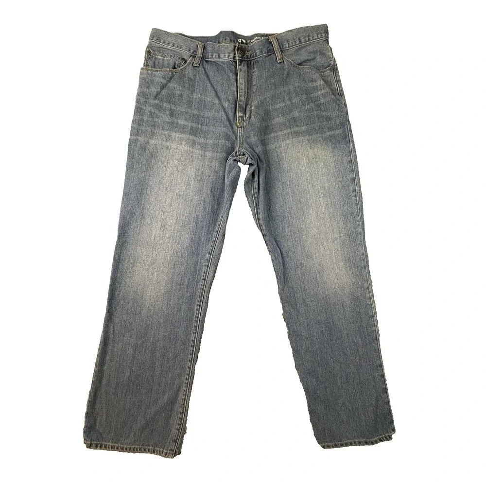Gap Men's 37.5x30 Blue Standard Fit Straight Leg Medium Wash Jeans SEE DESCRIP
